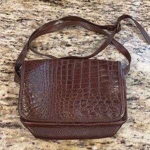 Brown Genuine Leather crossover bag made in Italy